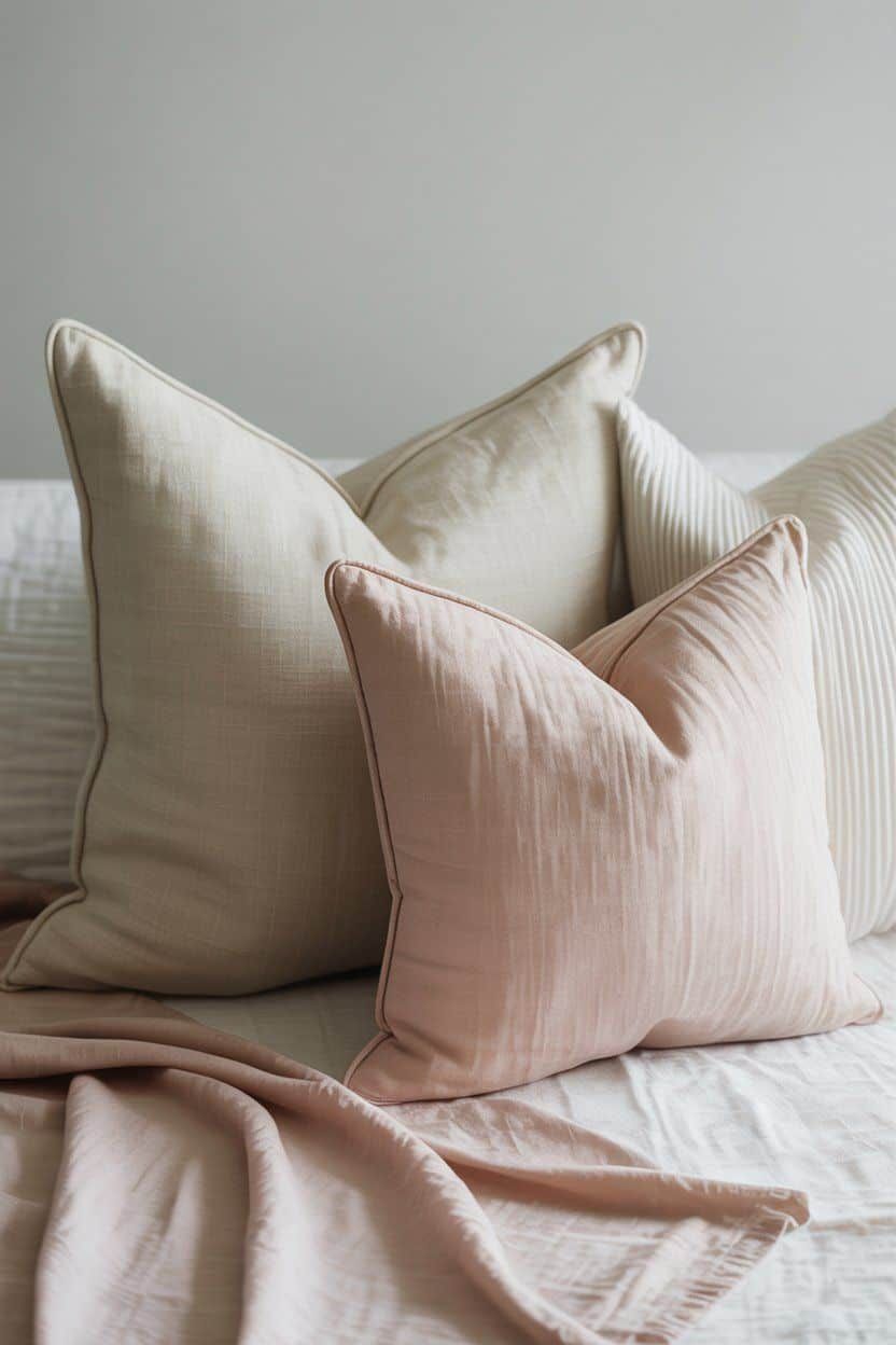 Textile details styled naturally in a relaxed living space