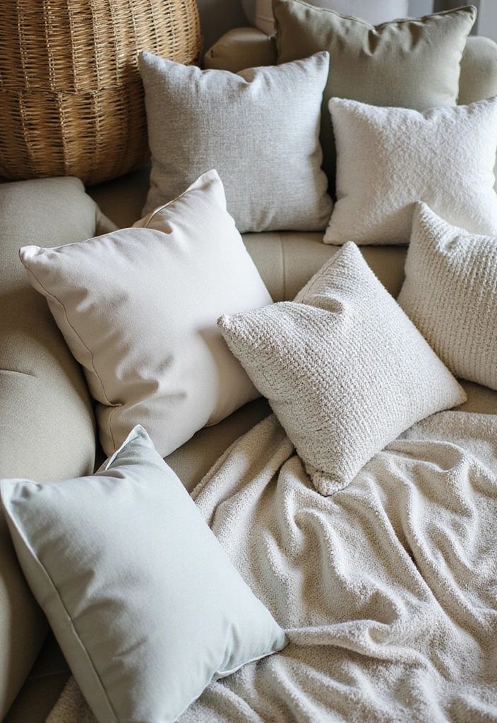 Soft home textiles arranged in a warm everyday interior