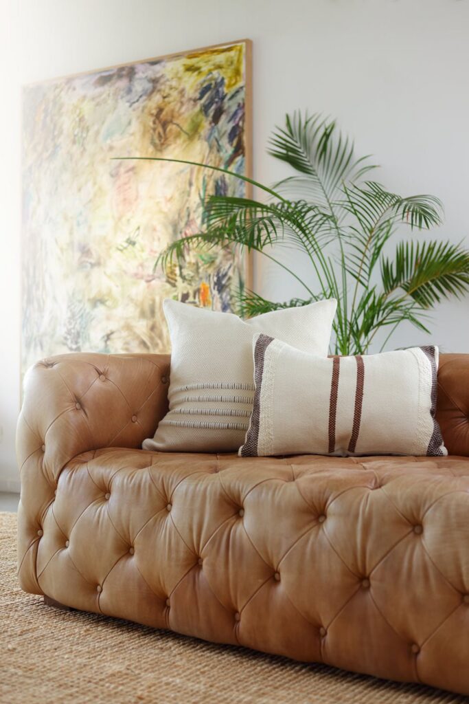 Border Stripe Linen Square Pillow