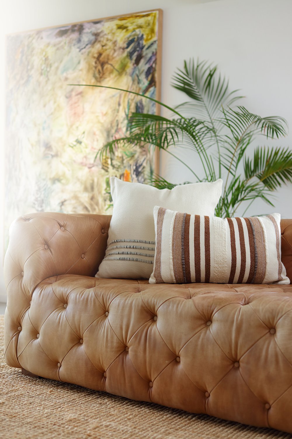 Brown Llama Wool Striped Pillow - Image 3