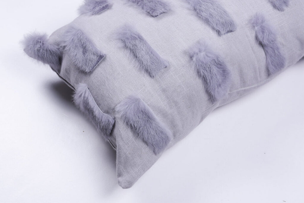 Rabbit Fur Patchwork Throw Pillow
