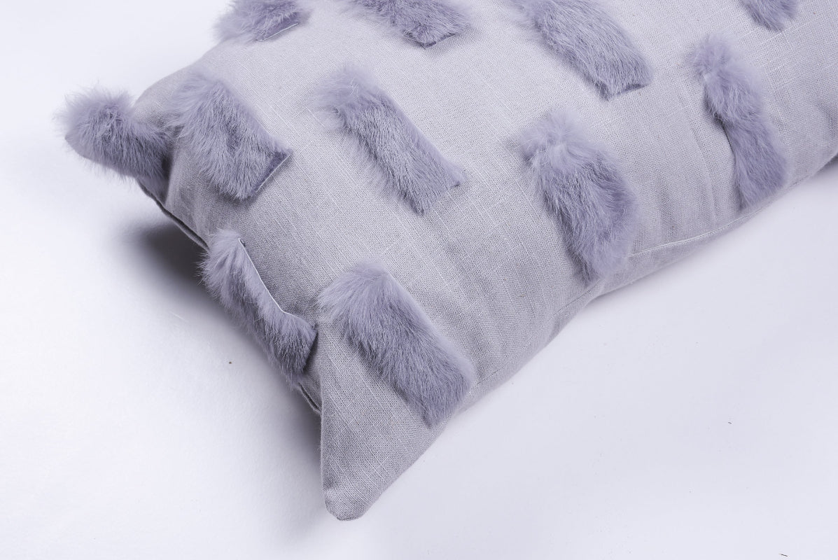 Rabbit Fur Patchwork Throw Pillow