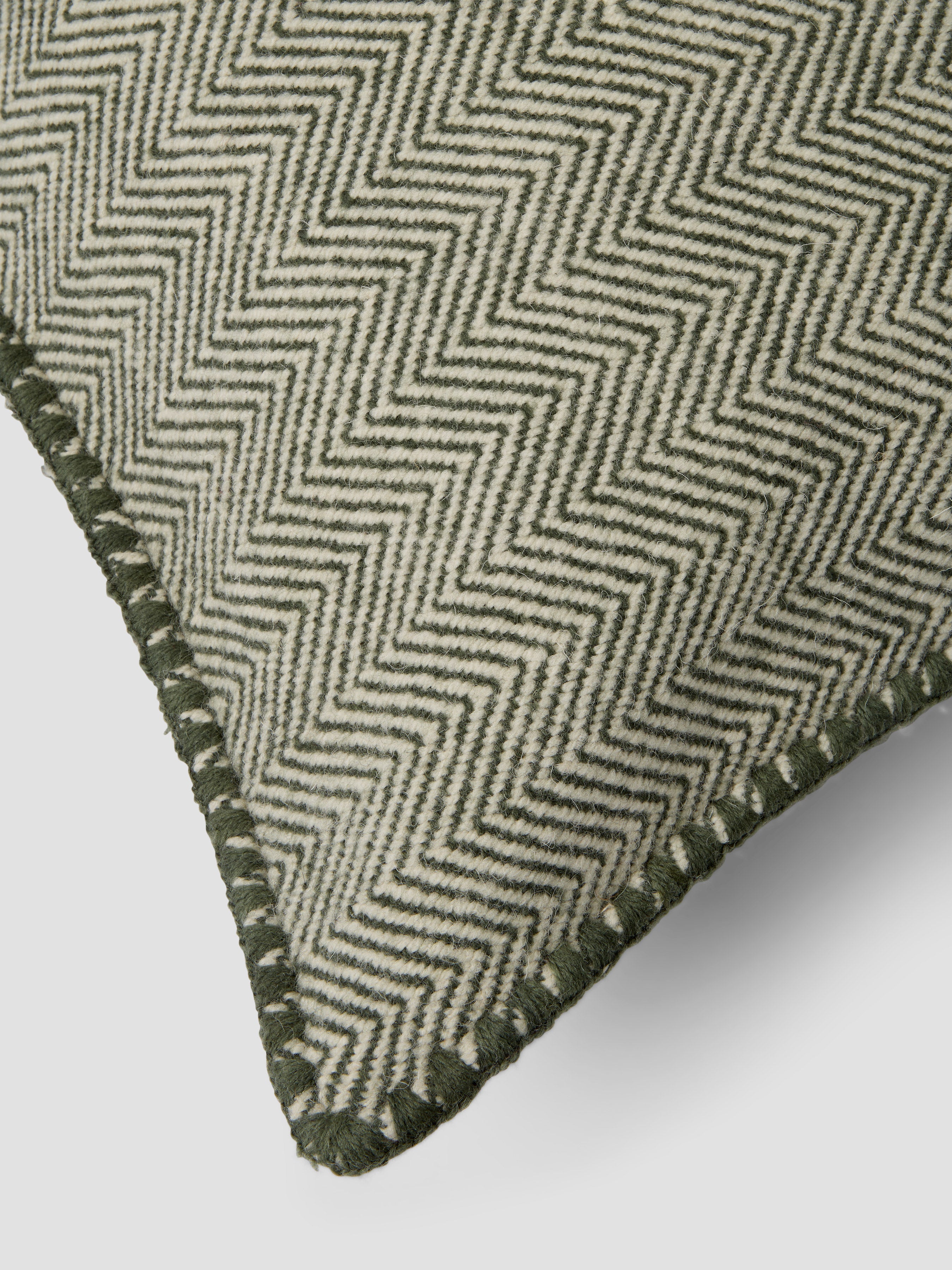 Fern Green Herringbone Wool Rectangle Cushion Cover - 16 x 24 in - Image 2