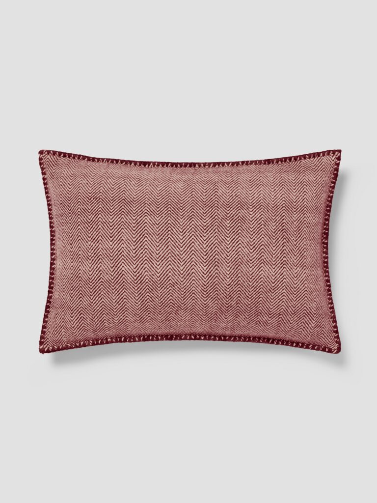 Rhubarb Herringbone Wool Rectangle Cushion Cover - 16 x 24 in
