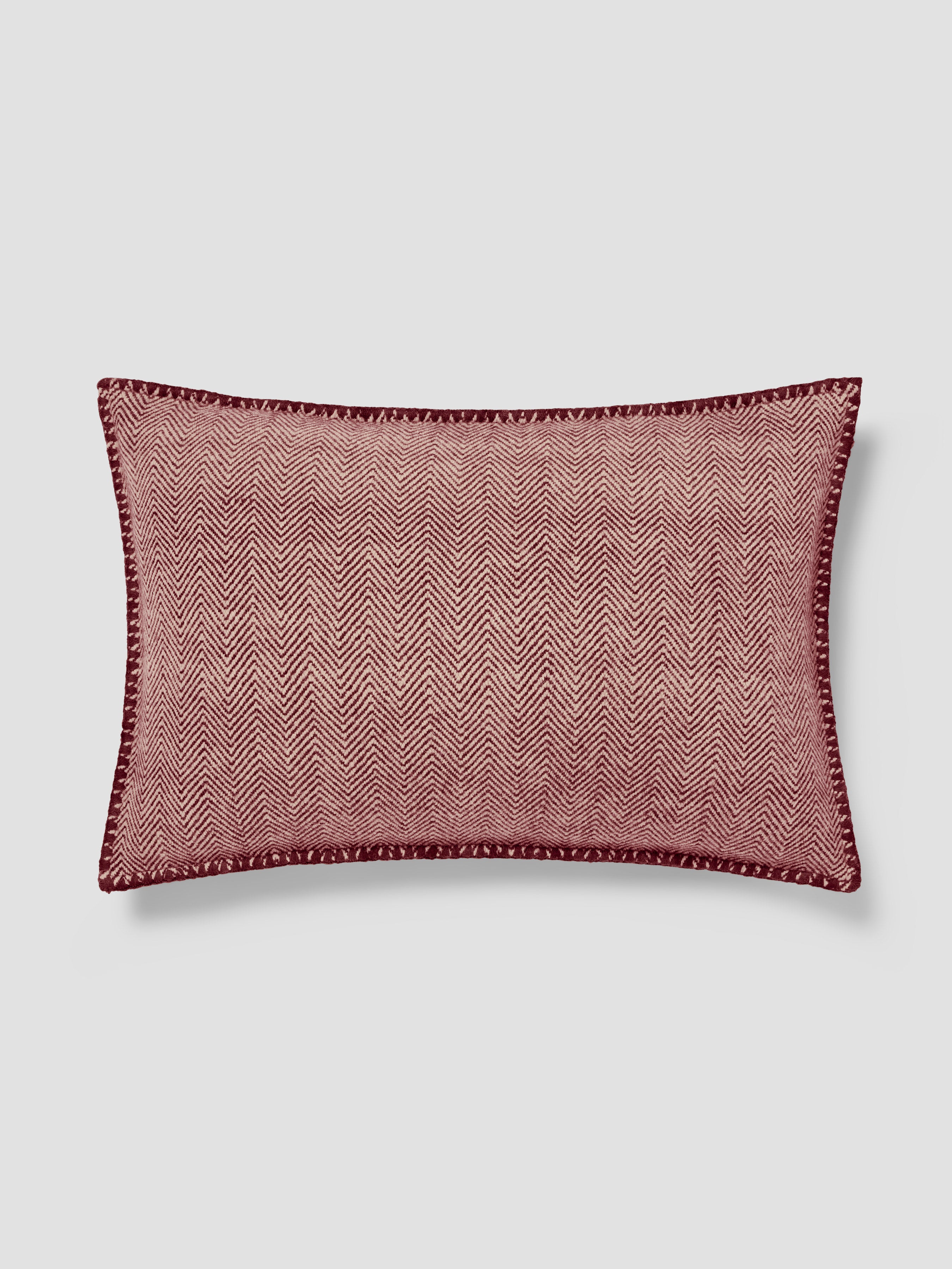 Rhubarb Herringbone Wool Rectangle Cushion Cover - 16 x 24 in