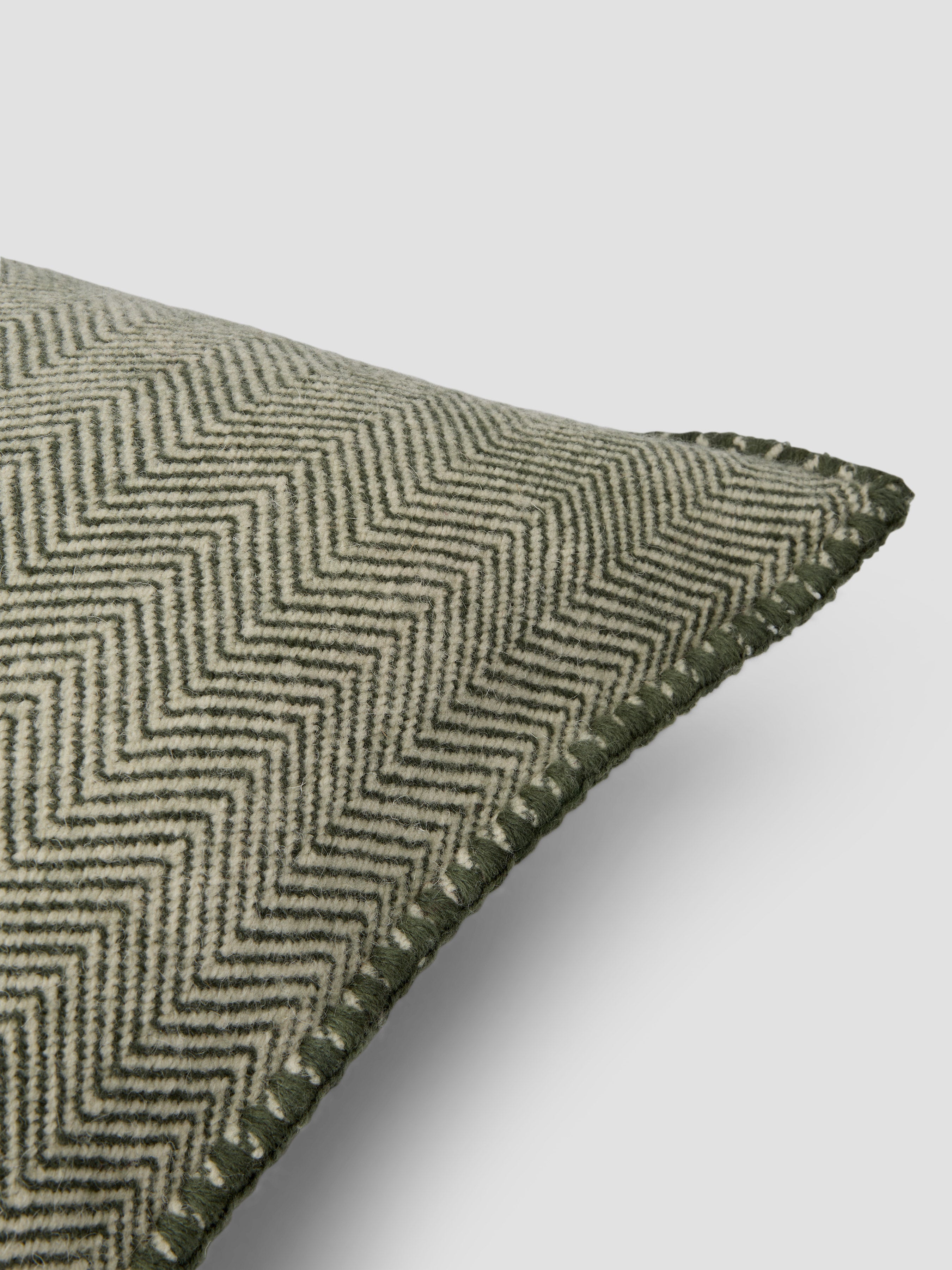 Fern Green Herringbone Wool Square Cushion Cover - 20 x 20 in - Image 2