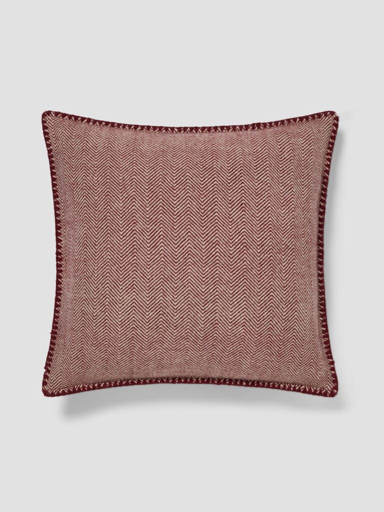 Rhubarb Herringbone Wool Square Cushion Cover - 20 x 20 in