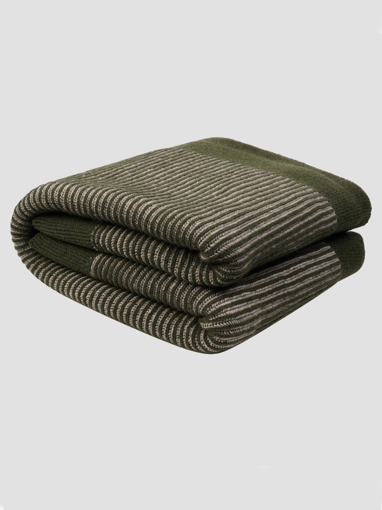 Cedar Green Striped Knit Throw Blanket