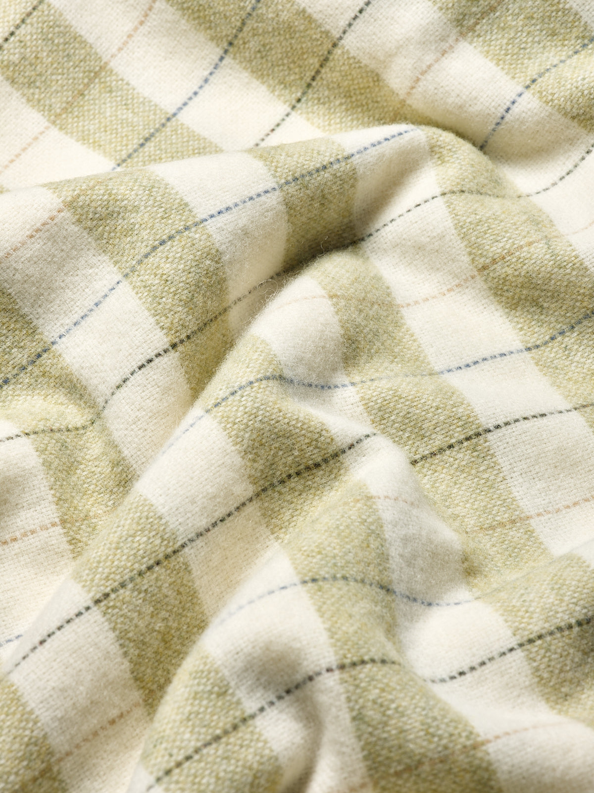 Apple Green Checked Wool Blanket - Cozy Stripe Layer - Image 2
