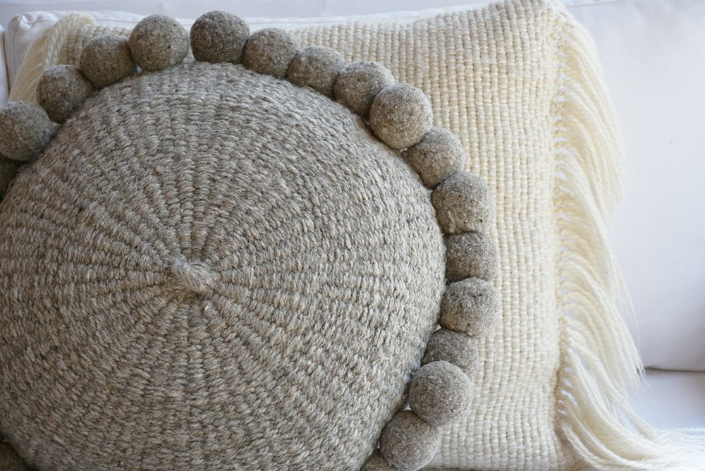 Round Pom Pom Wool Throw Pillow - Image 4