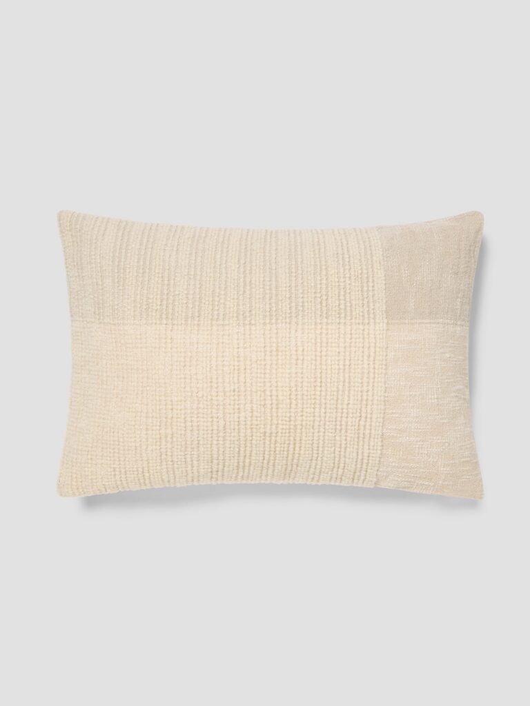 Cream & Oatmeal Cross Weave Wool Rectangle Cushion Cover - 16 x 24 in