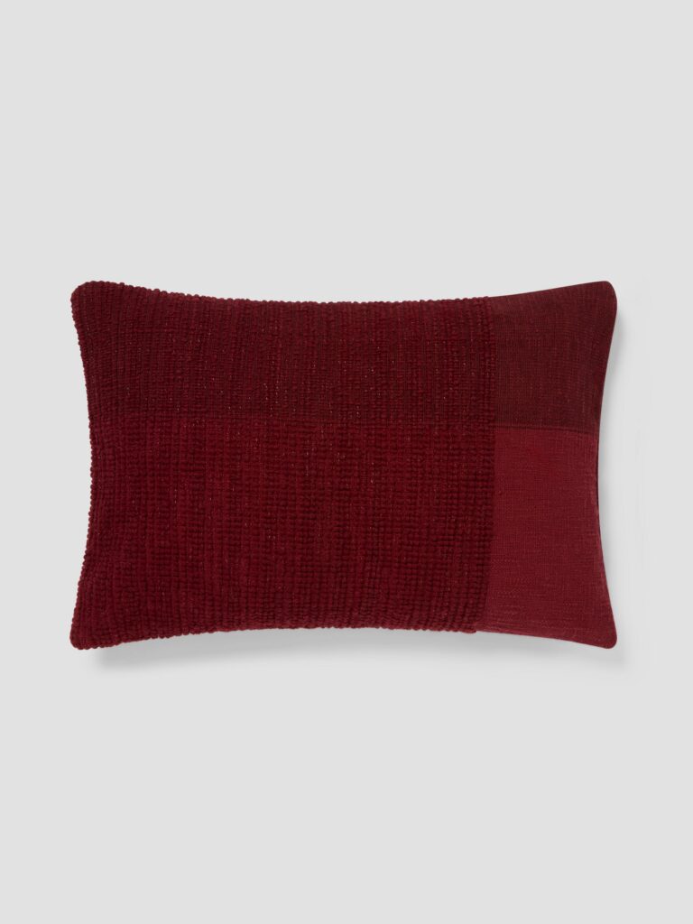 Rhubarb Cross Weave Wool Rectangle Cushion Cover - 16 x 24 in