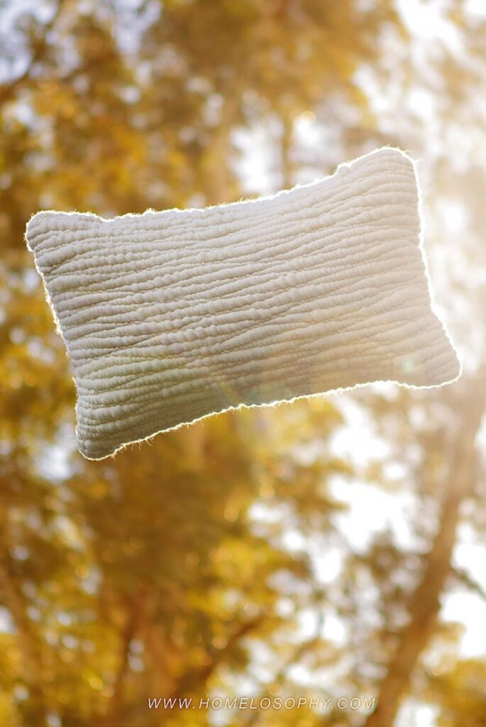 Natural Textured Wool Accent Pillow