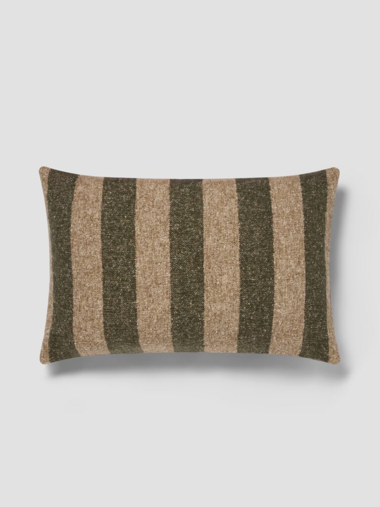 Fern Green & Oatmeal Wide Stripe Rectangle Cushion Cover - 16 x 24 in