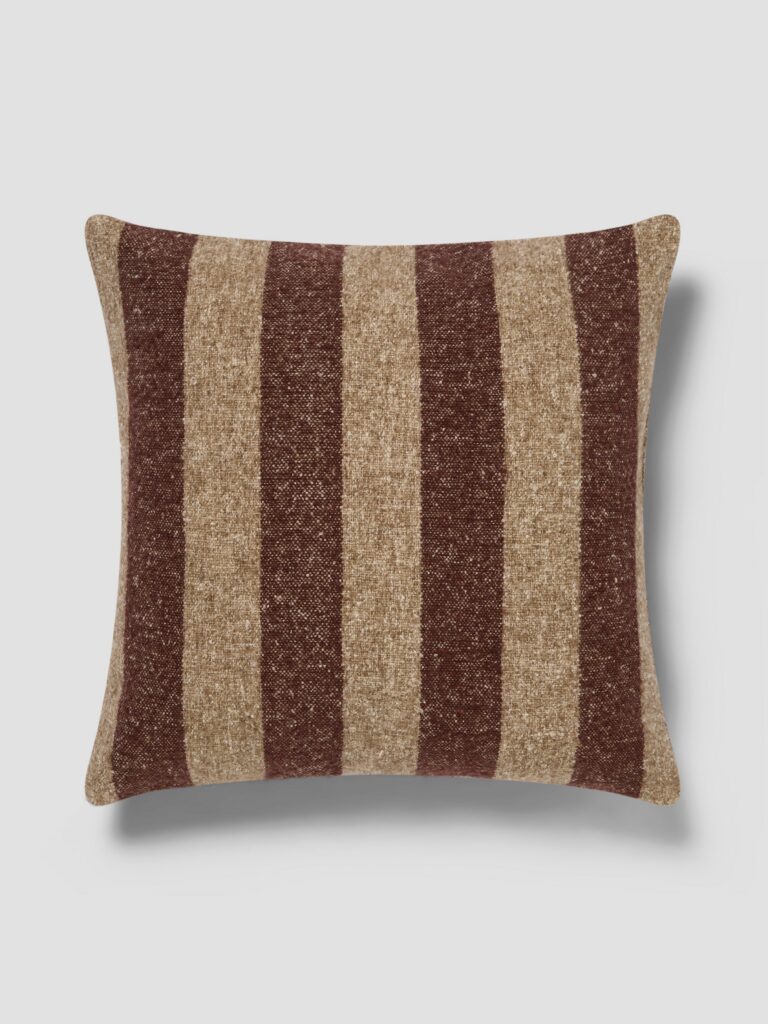 Mocha & Oatmeal Wide Stripe Square Cushion Cover - 20 x 20 in