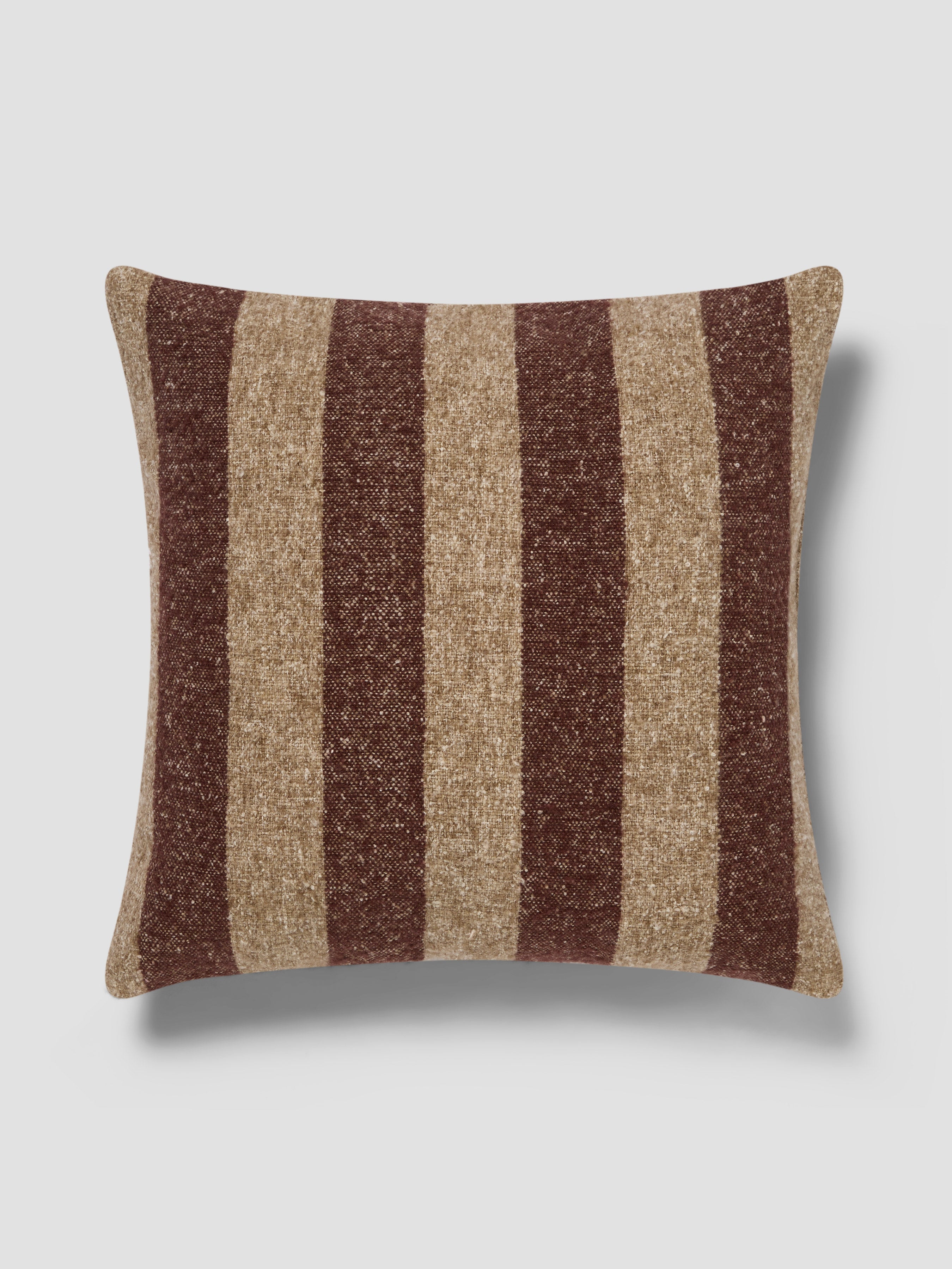 Mocha & Oatmeal Wide Stripe Square Cushion Cover - 20 x 20 in