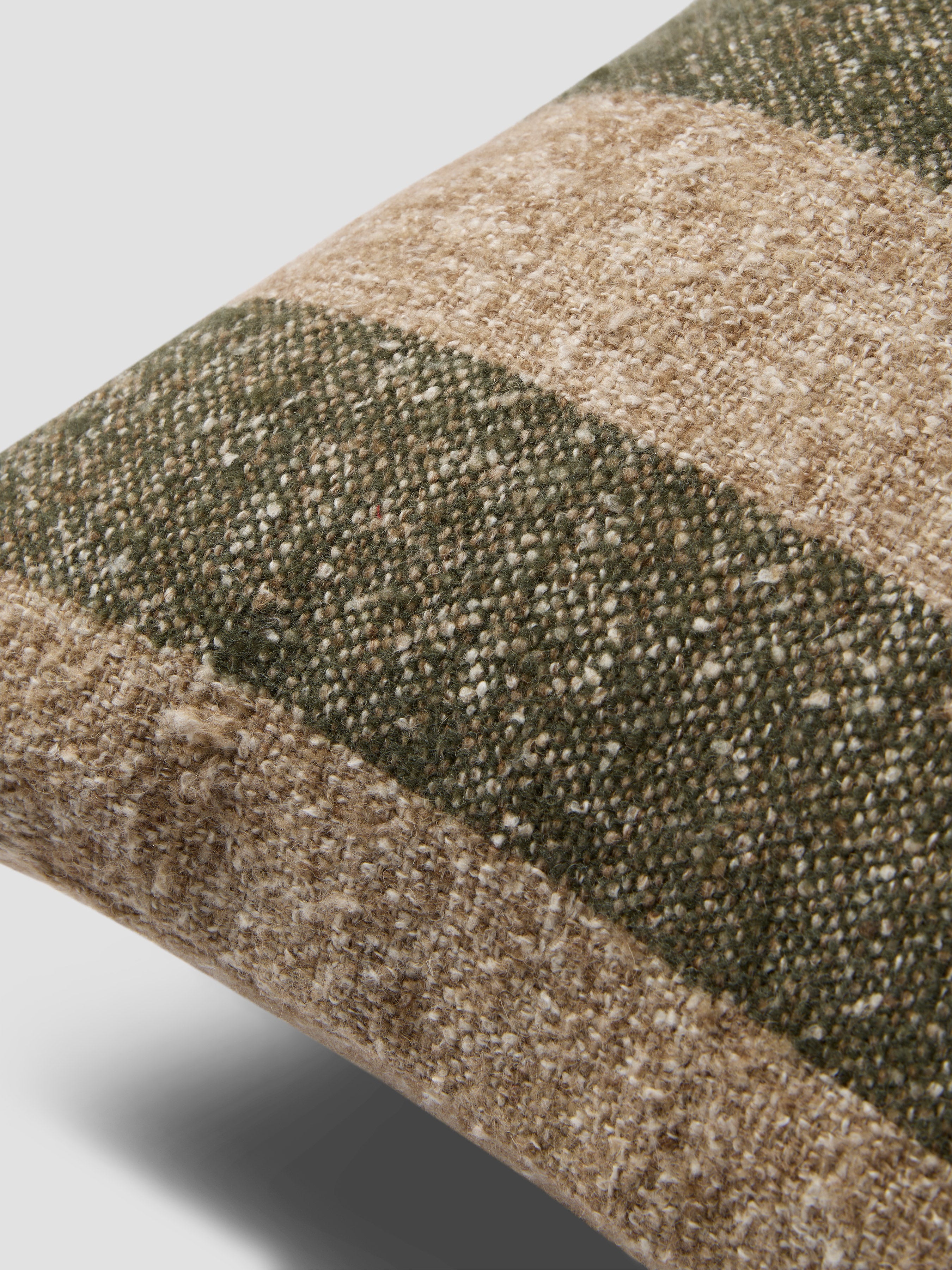 Fern Green & Oatmeal Wide Stripe Square Cushion Cover - 20 x 20 in - Image 2