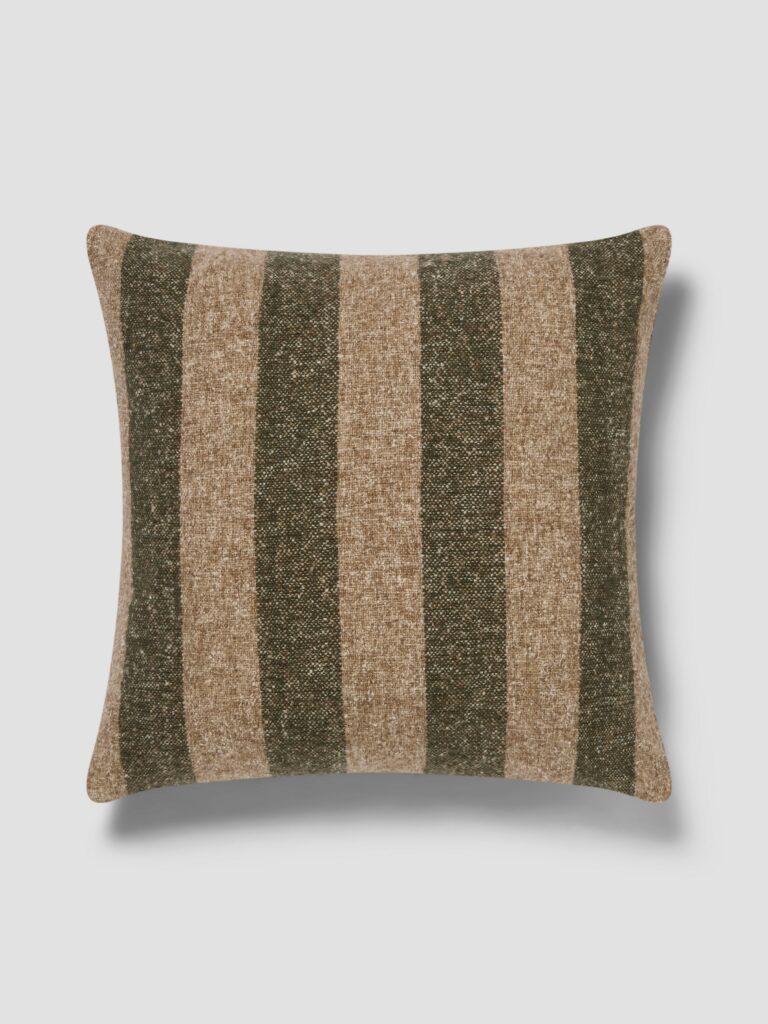Fern Green & Oatmeal Wide Stripe Square Cushion Cover - 20 x 20 in