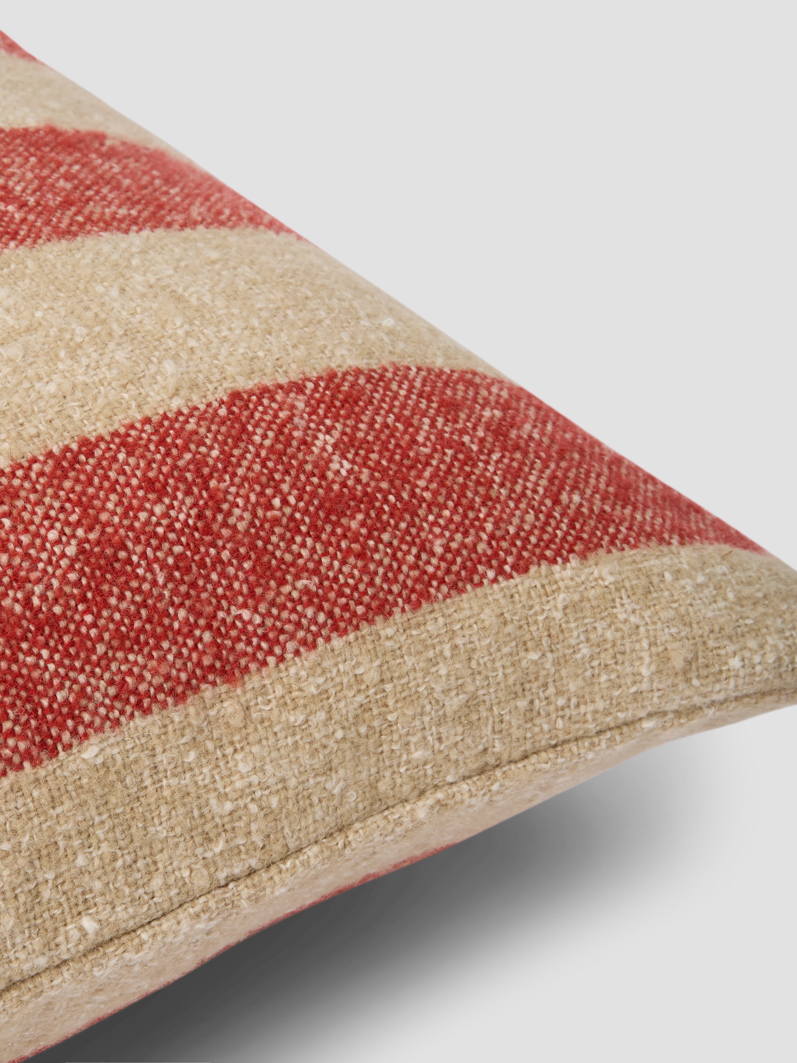 Sandstone Red & Oatmeal Wide Stripe Square Cushion Cover - 20 x 20 in - Image 2