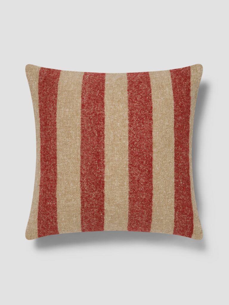 Sandstone Red & Oatmeal Wide Stripe Square Cushion Cover - 20 x 20 in