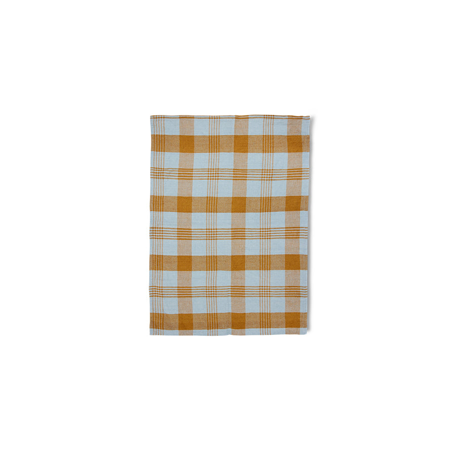Vida Plaid Tea Towel - Amber & Blue - Image 2