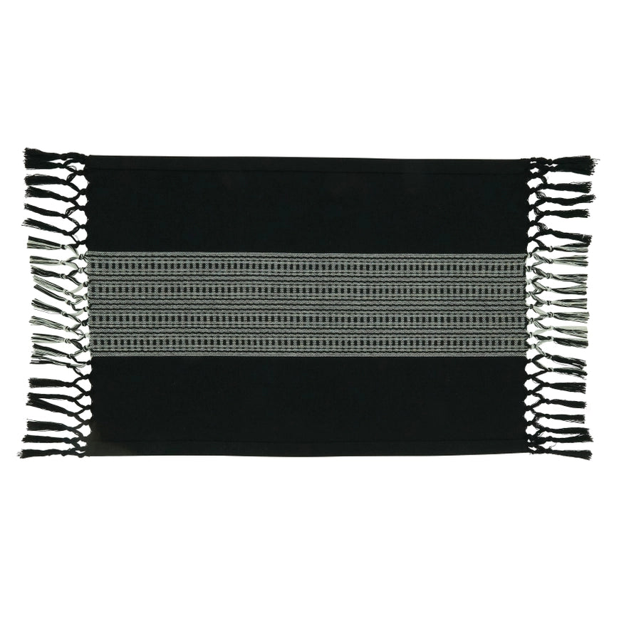 Black Placemat with tassels (set of 4)